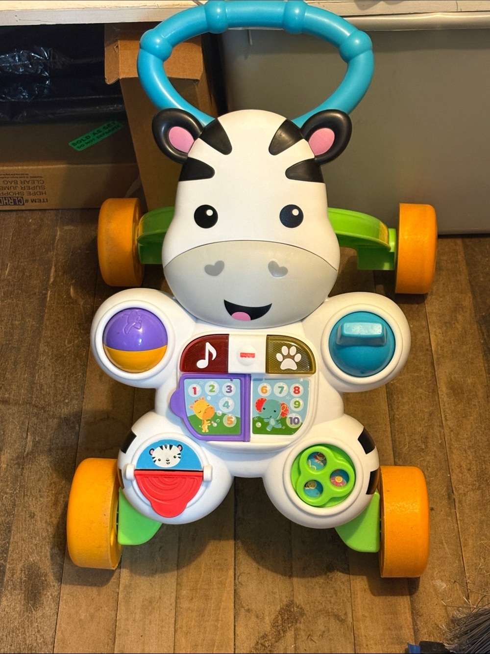 Fisher-Price Zebra Push Walker - Blue, Orange, Green, Purple, Yellow